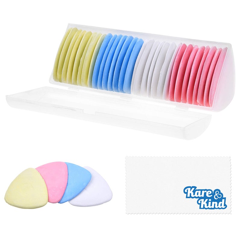 Kare Kind 30x Tailor's Chalk - Sewing Notions and Accessories - Triangular Fabric Markers for Crafting, Sewing, Quilting - Comes with A Plastic Storage Box - 4 Colors Available - Image 1